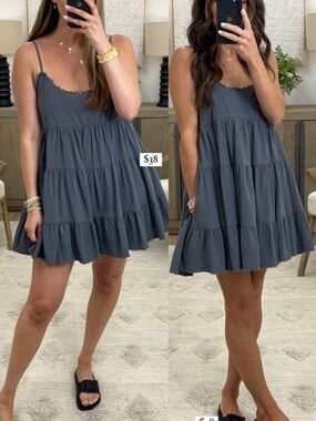 TALULAH Gray Tiered mini dress